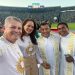 Prefeito Walace Azevedo participa da celebração de Corpus Christi no Castelão ao lado da primeira-dama Natália Azevedo